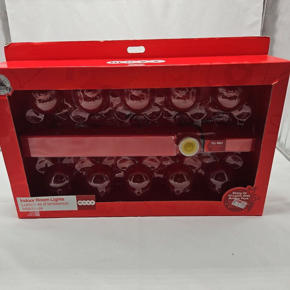 Disney Mickey Mouse Red Indoor Room Lights Set of 10
